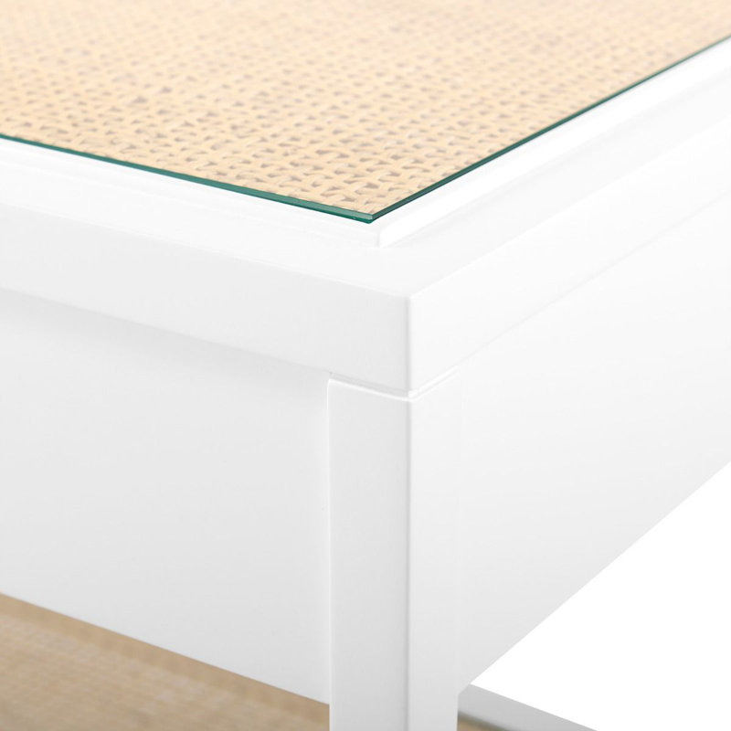 Caanan 48'' W Glass Console Table, Vanilla