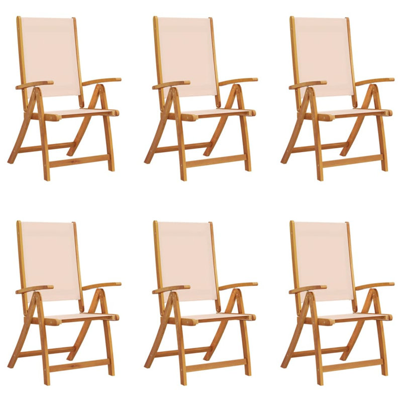 18-4 Sling Garden Chair With Cushion Folding Chair Set, Cream coloured