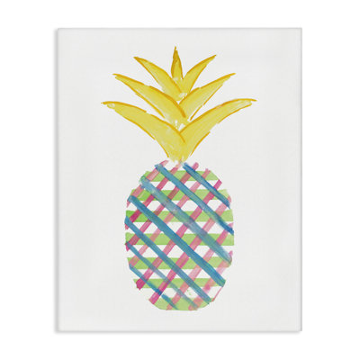 Plaid Patterned Pineapple Canvas Wall Art by Julie DeRice