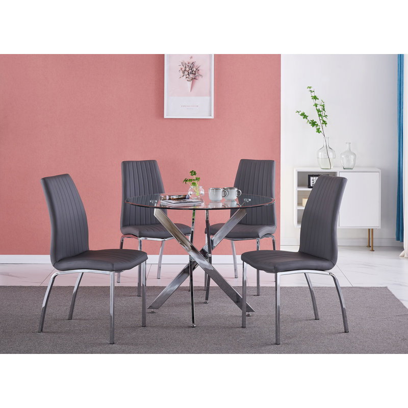 Nexus Dining Table With 4 Modalux Chairs, Grey