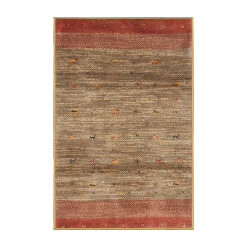 Tapis gris/vert d’olive contemporaine Pearces, Rectangle 2 pi x 3 pi