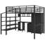 Lit mezzanine en métal avec ensemble de table et garde-robe