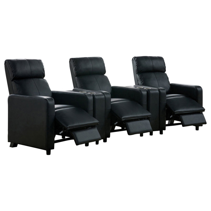 Cinéma maison rembourré 3 places avec 2 consoles de coin Warren