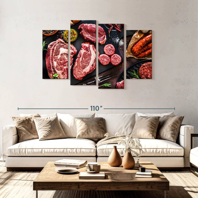 Raw Seasoned Meat, 48" H x 75" W