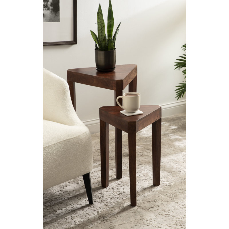 Solid Wood Nesting Tables, Walnut Brown