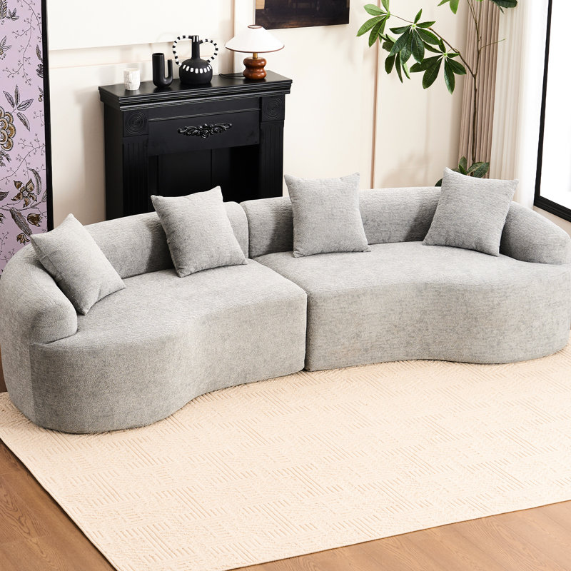 4 Grey Chenille Home - Entièrement en mousse, sans assemblage, sans danger pour la famille, design contemporain, décoration de salon