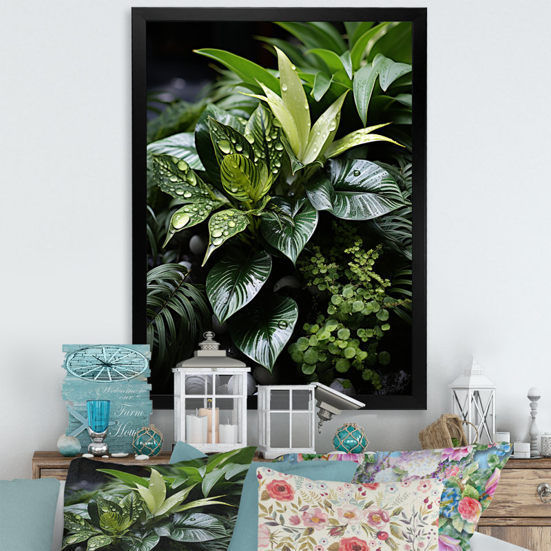 Plantes Botanical Oasis - reproduction d'art sur toile florale, Cadre photo noir, H 20 po x l 12 po x P 1 po