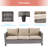 Outdoor 6 Piece Furniture Conversation PE Gray Wicker/Rattan Patio Sofa Set, With Thick Cushions and Side Table-1784283946-1785273060