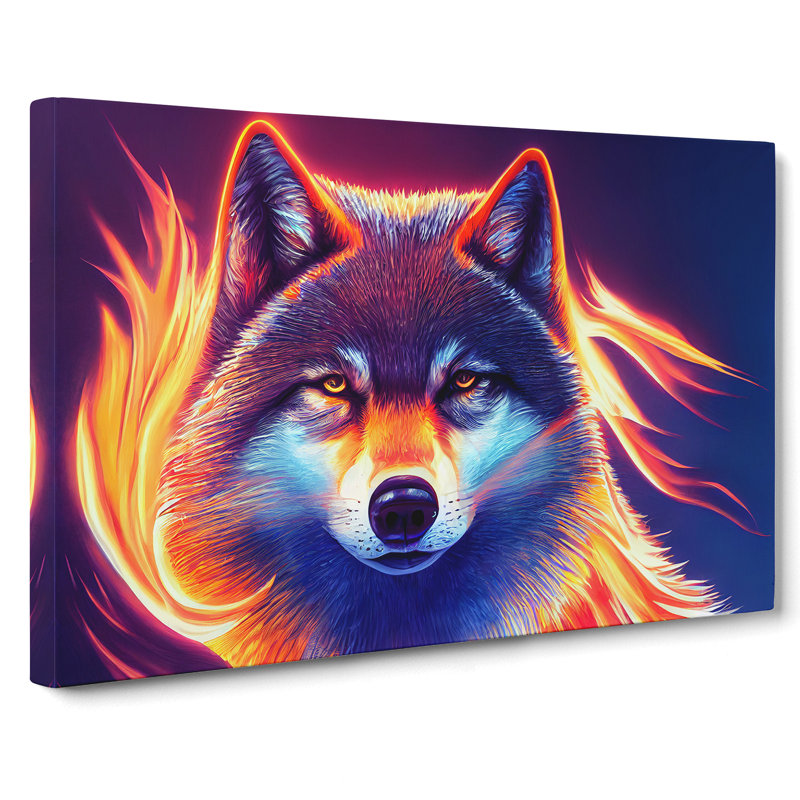 Wolf Flames Abstract - Wrapped Canvas, 40cm H x 60cm W x 3cm D