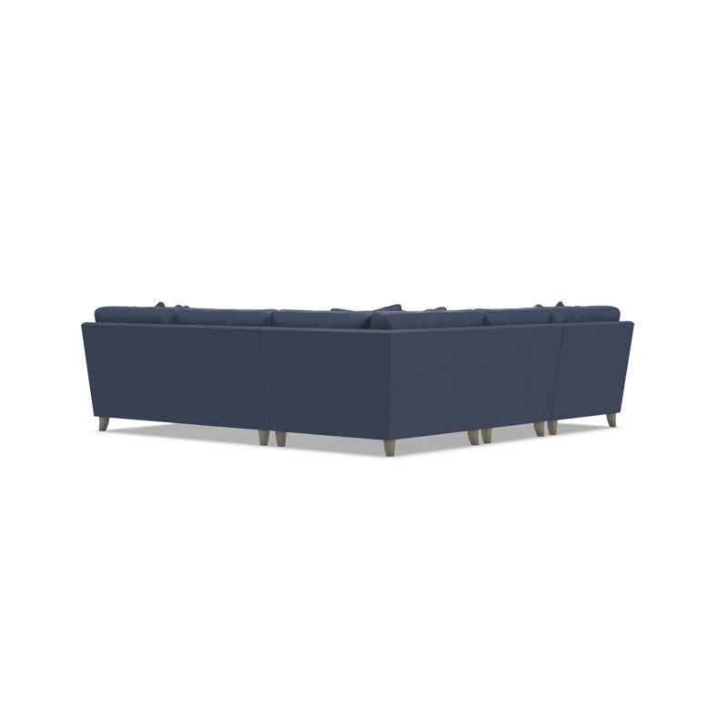Mila Sectional, Blue Polyester, Left Hand Facing, 33.5" H x 107" W x 107" D