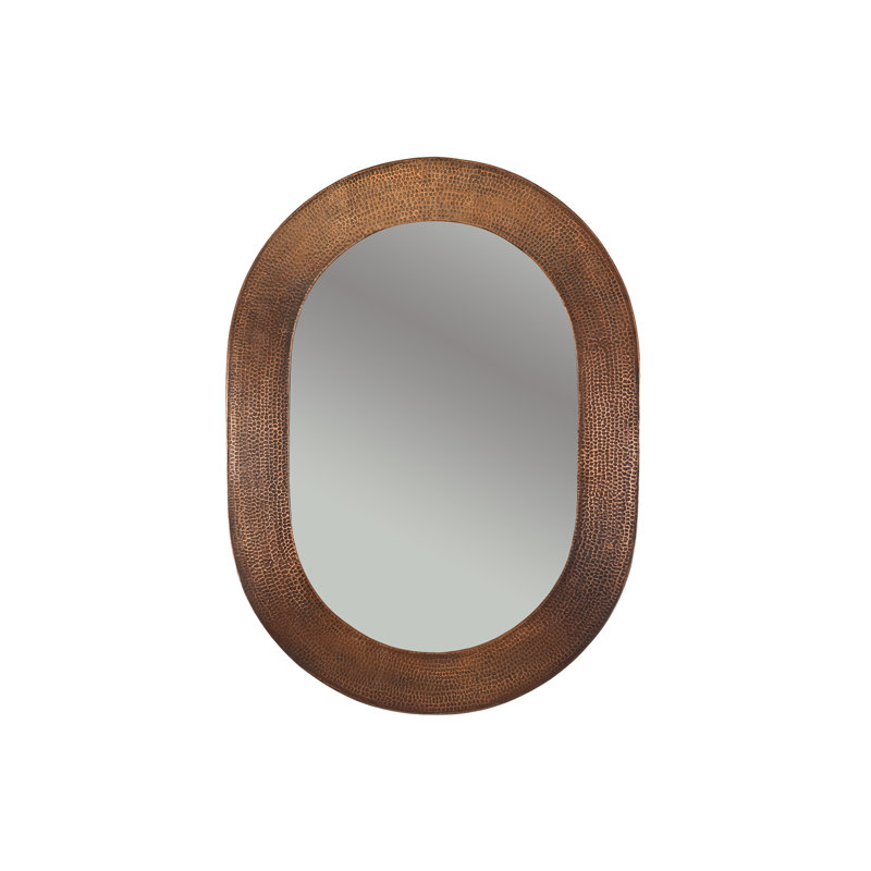 35" Oval Hammered Copper Mirror