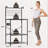 Kitchen Bakers Rack with Power Outlet, Small Microwave Stand with Adjustable Storage Shelves, Coffee Bar Table with 5 Hooks, 4 Tiers Kitchen Coffee Stand Station for Small Space-1476284046