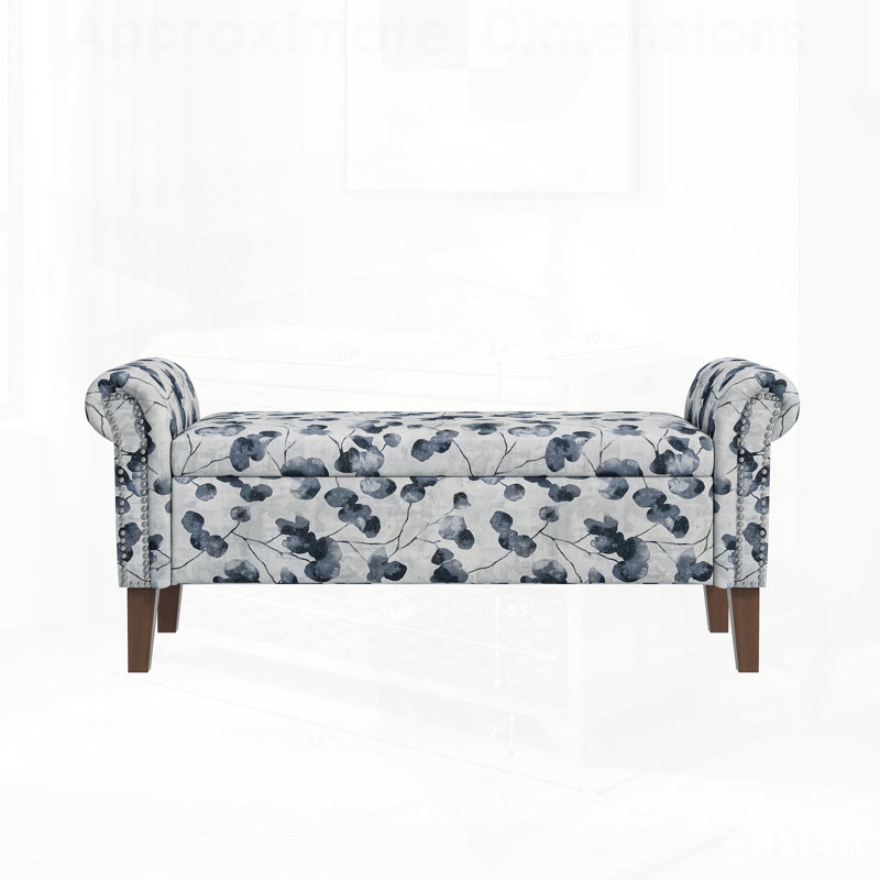 Banc de rangement avec accoudoirs roulés Wallen Traditional