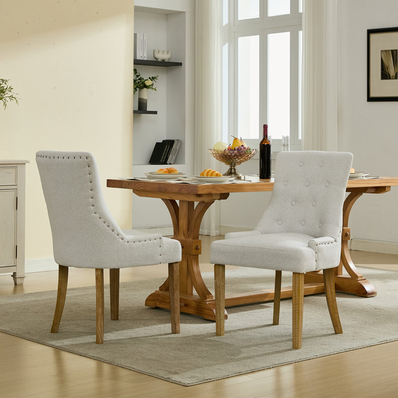 Button-Tufted Upholstered Dining Chair & Side Chair, Gray