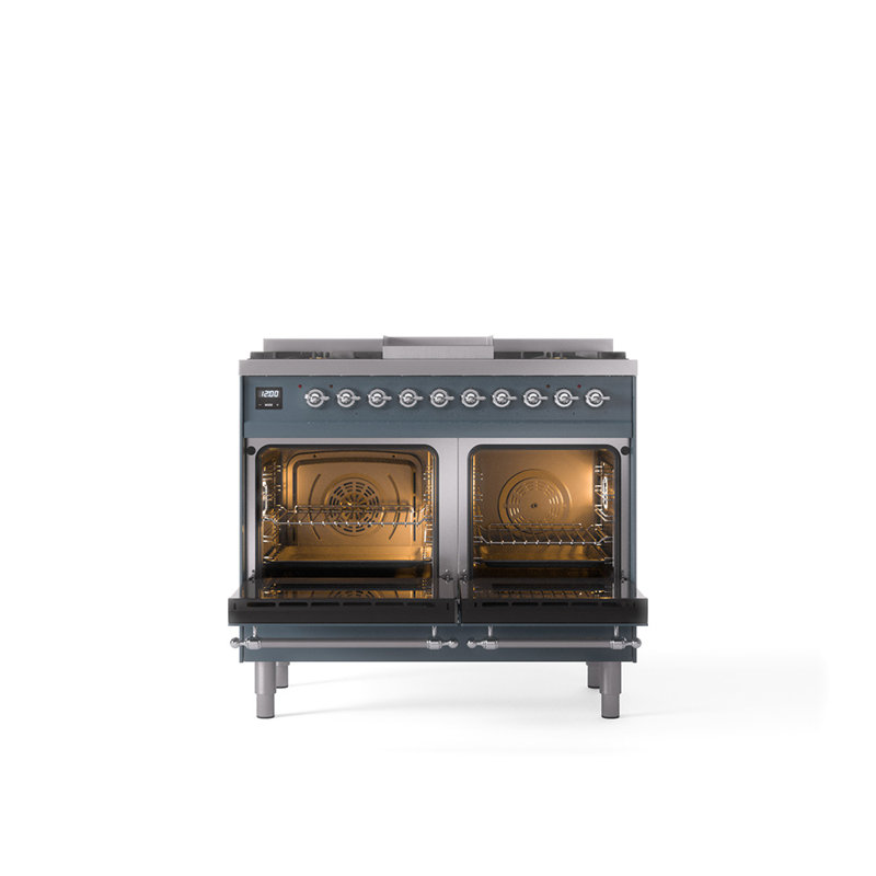 ILVE Nostalgie II 40 in Dual Fuel Range, Liquid Propane, Glossy Black/Copper