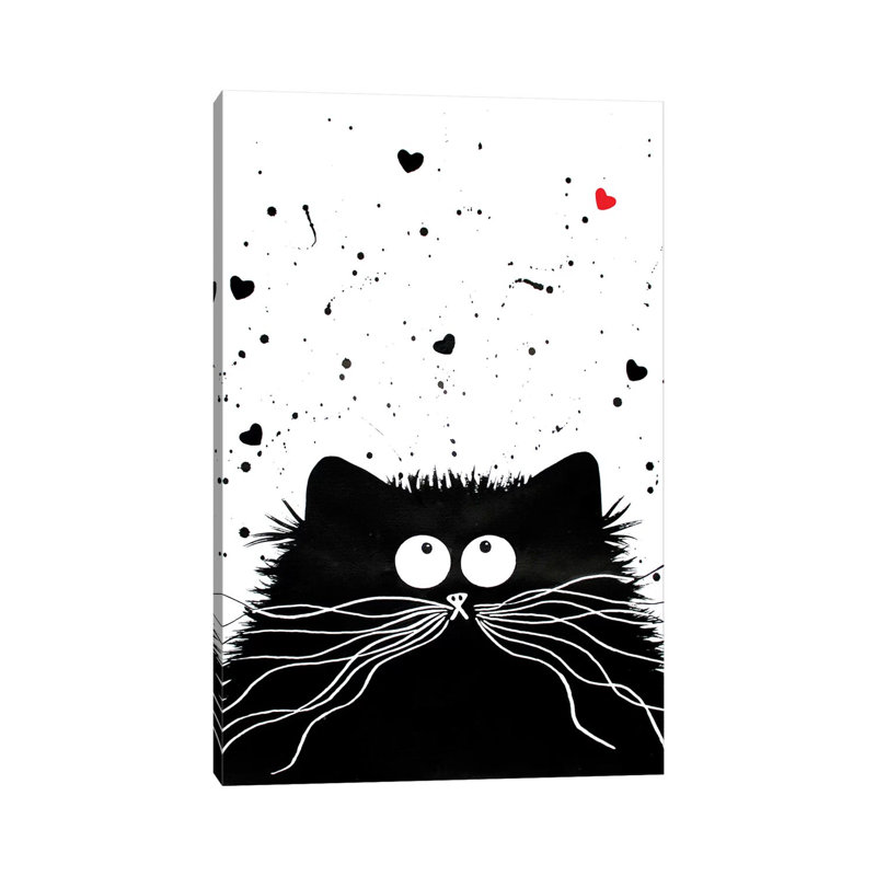 Félin affectueux par Kim Haskins-impression d’art graphique, Pas de tapis, Toile tendue, H 12 po x l 8 po x P 0,75 po