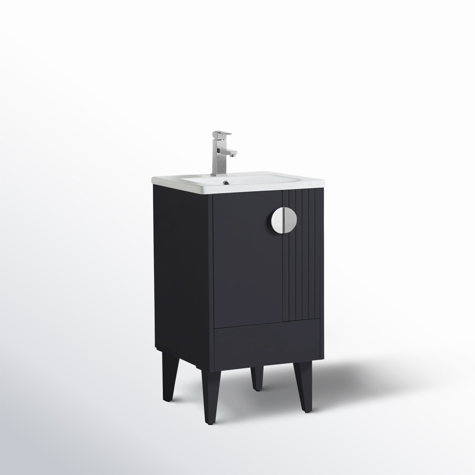 Saimah 20'' Single Bathroom Vanity, Polished Chrome, Black
