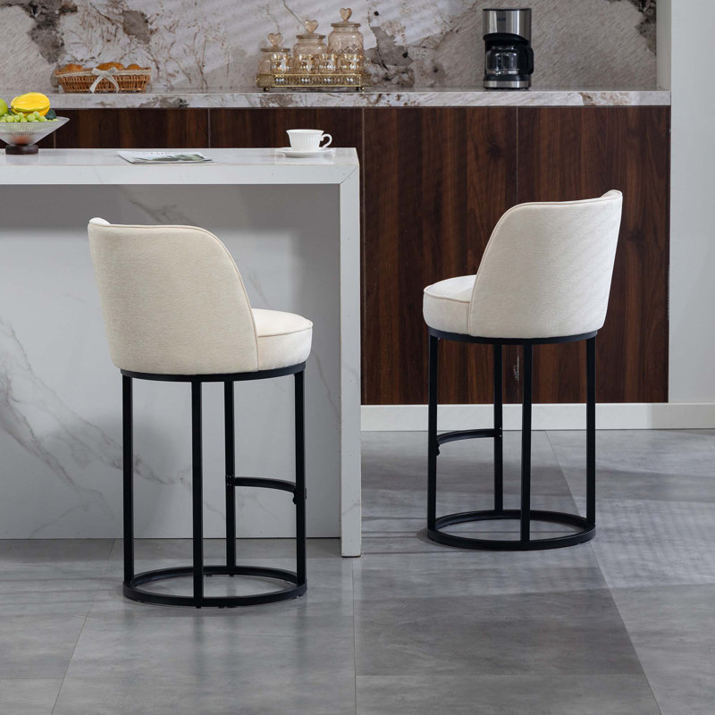 Tabourets de bar rembourrés à hauteur de comptoir Modern (ensemble de 2), Beige