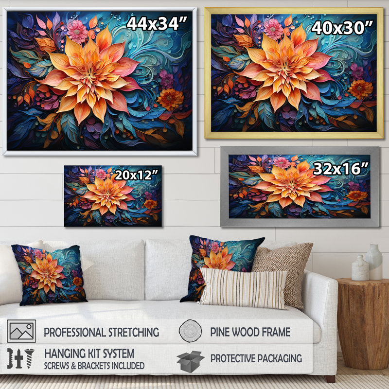 Méditation méditation Mindfulness - décoration murale florale, Toile tendue, H 30 po x l 40 po x P 1,5 po