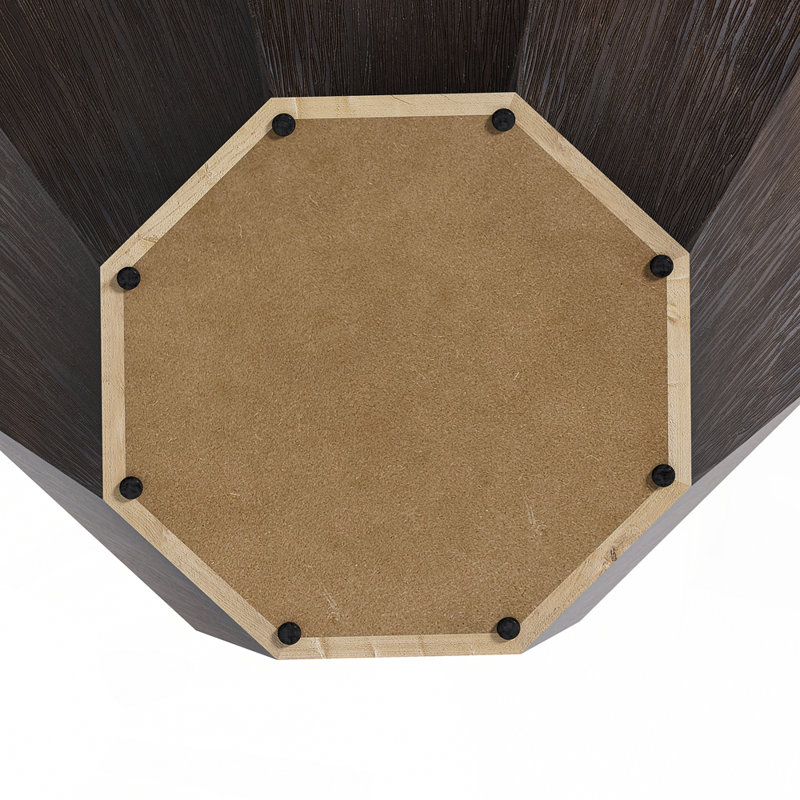 Table basse octogonale en bois d'hévéa élégante et durable pour le salon ou la chambre à coucher, Noyer