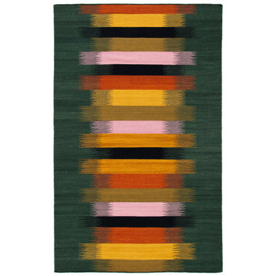 Dhurries Flat Weave Wool/Cotton Rug in Yellow/Brown