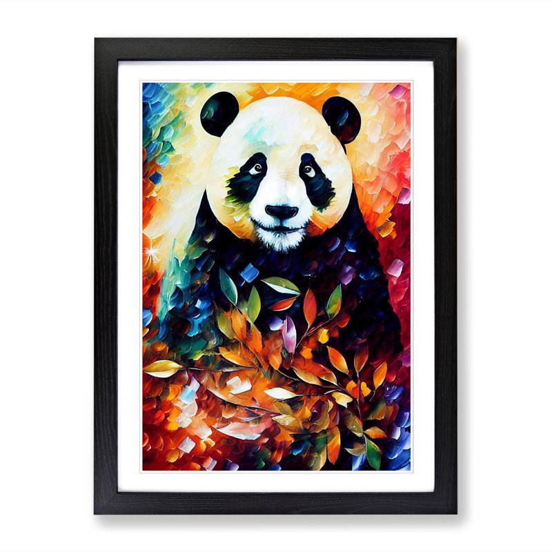 Panda Vol.1 - Single Picture Frame Painting, 34cm H x 25cm W x 2cm D, Walnut