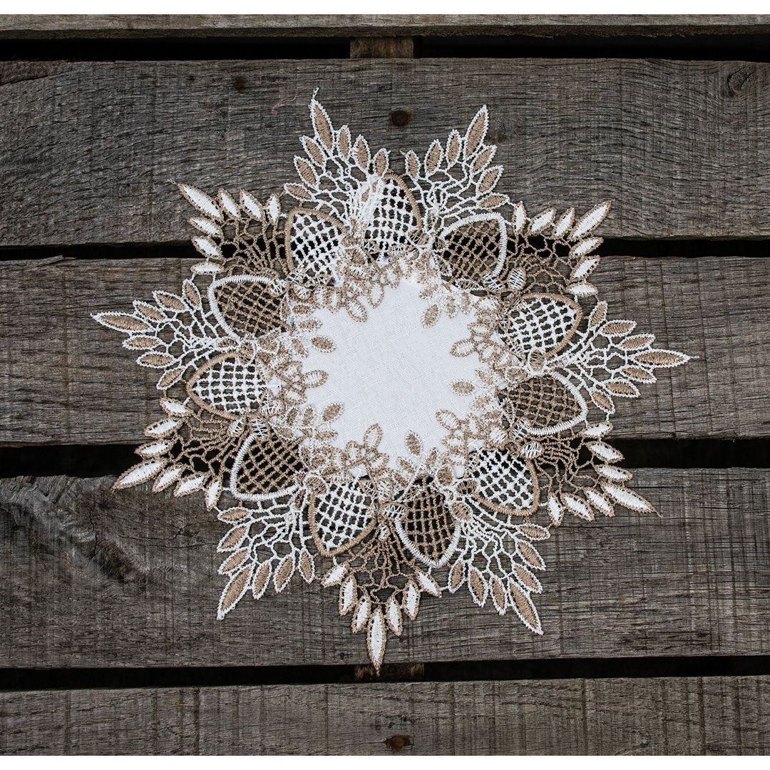 Blough Neutral Earth Tones White Jacquard Doily House of Hampton® 