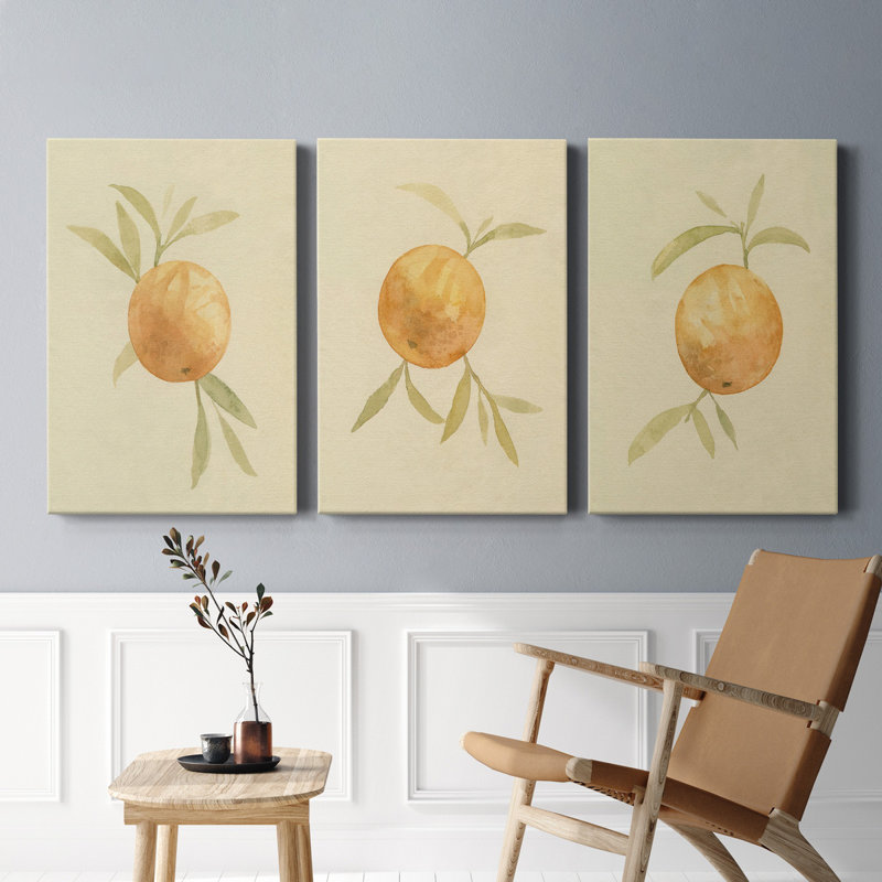 «Dappled Oranges I», toile tendue avec châssis de qualité supérieure - prête à être accrochée, H 48 po x l 96 po x P 1,5 po