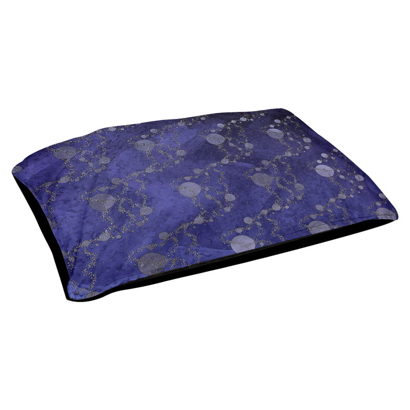 Coussin d'extérieur pour chien Byrge Planets Stars, Grand (l 42,5 po x P 32,5 po x H 14 po), Bleu foncé