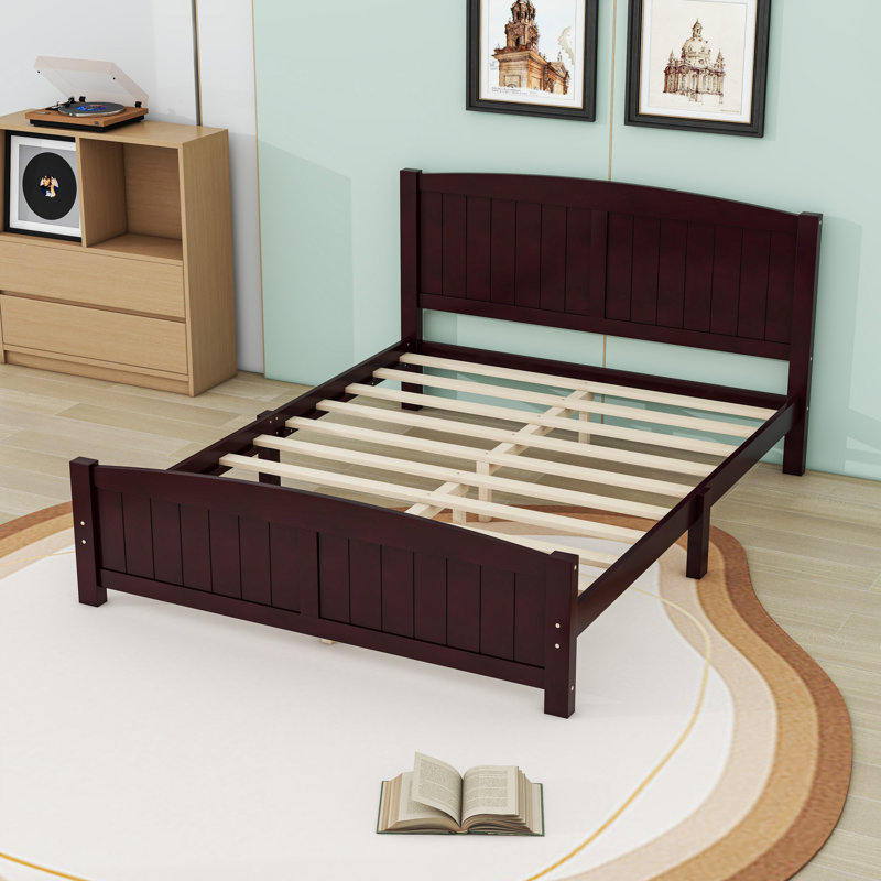 Lit plateforme en bois avec tête de lit, Complète, Espresso