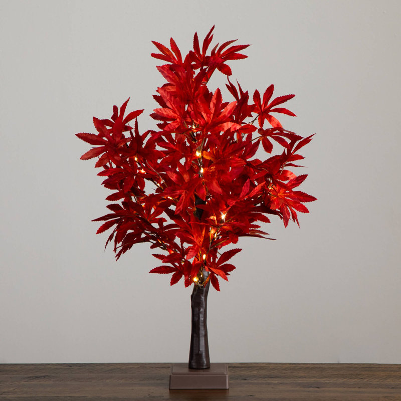 2 pi. Arbre d'automne artificiel pré-éclairé avec 50 lumières à DEL blanc chaud et base détachable