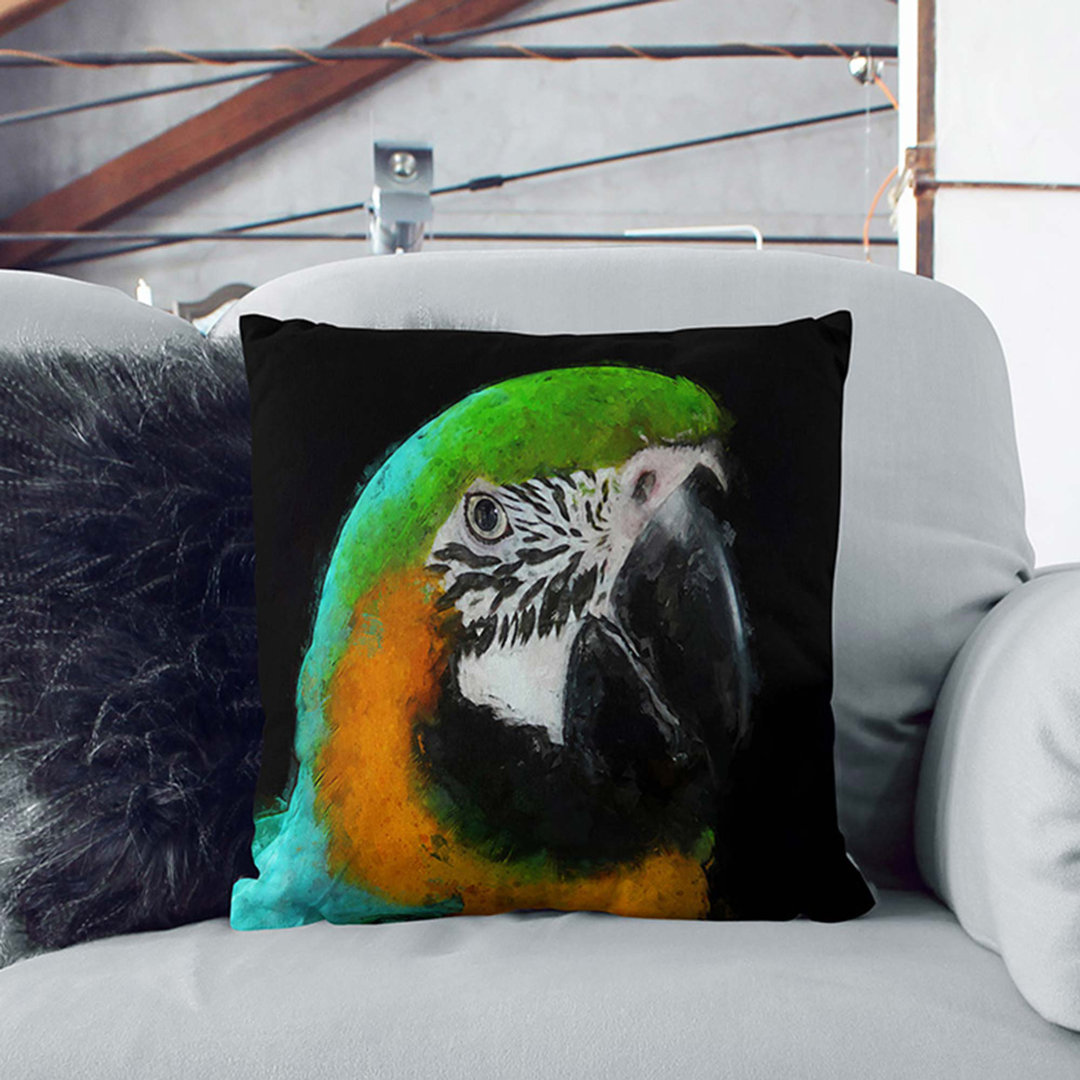 Macaw Parrot in Abstract Cushion with Filling
