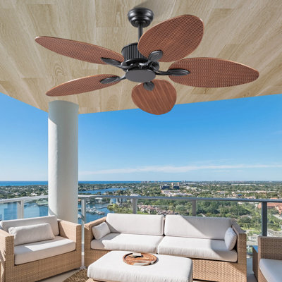 50" 5-Tropical Palm Leaf  outdoor Ceiling Fans With Remote And not Lights