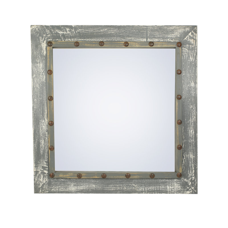 Zaki Wood Wall Mirror, Gray Sierra