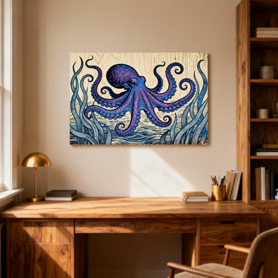 Animals Blue Octopus With Tentacles And Seaweed
