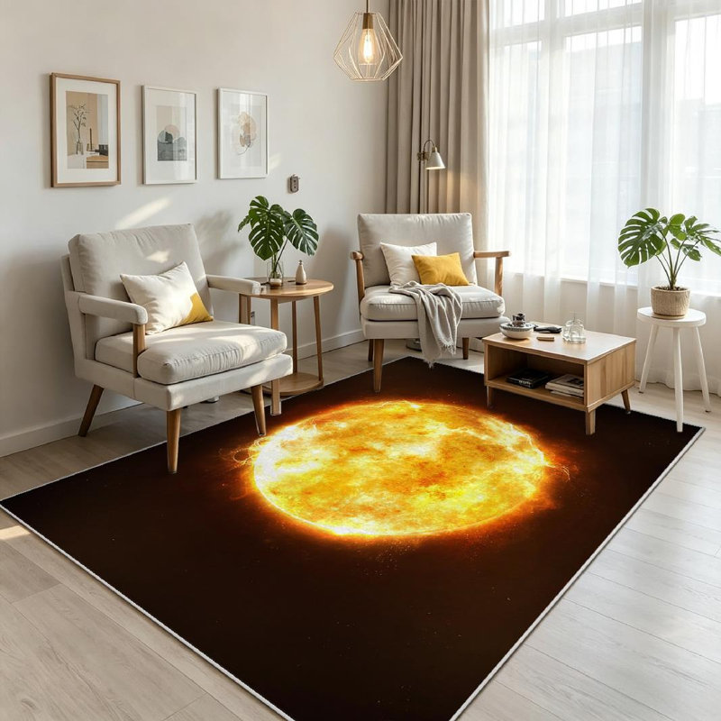 Tapis orange orange lavable à la machine, brillant et chaud, Rectangle 71 po x 98 po