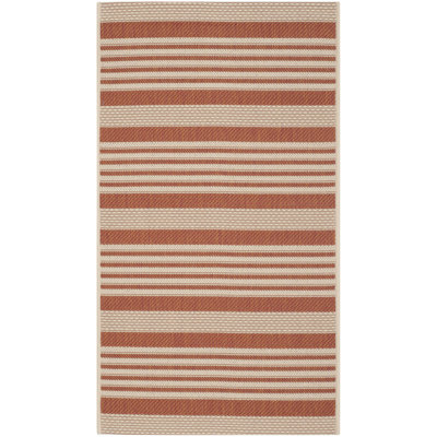 Tapis rayé terre cuite / beige Arneshia