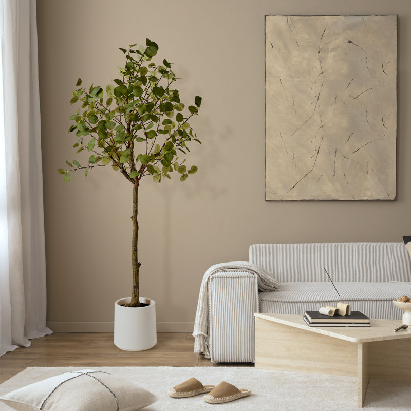 Realistic Artificial Eucalyptus Tree Faux Plant for Home Decor, Indoor Living Room or Office - 60"
