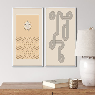 «Retro Abstract Colorful Colorful Geometric Designs VII», ensemble de 2 reproductions
