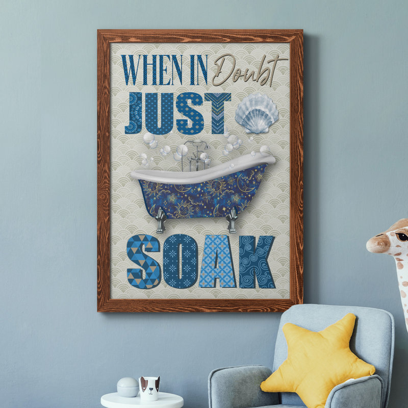 Just Soak - Art textuel sur toile, Cadre en érable, H 31,5 po x l 23,5 po x P 1,5 po