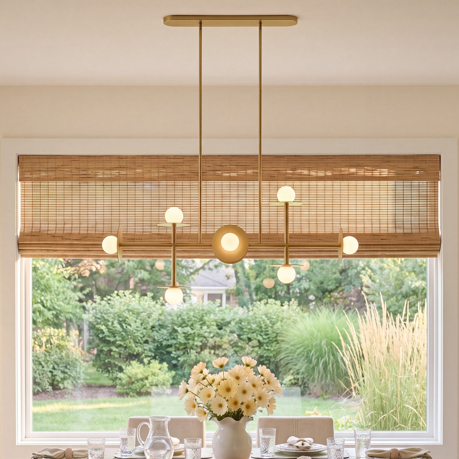 8 - Light Dimmable Sputnik Chandelier, Burnished Brass