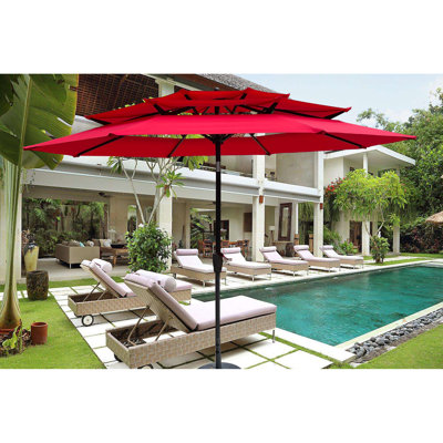 Parasol 9 pi 3 po - Fonction inclinable, Convient à une terrasse de jardin avec manivelle, à la météo et à la piscine