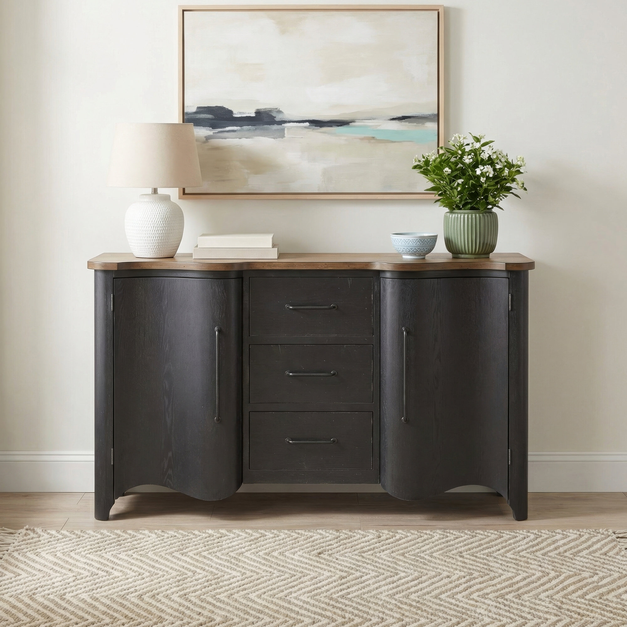Country Living 3-Drawer Accent Chest 3, Black
