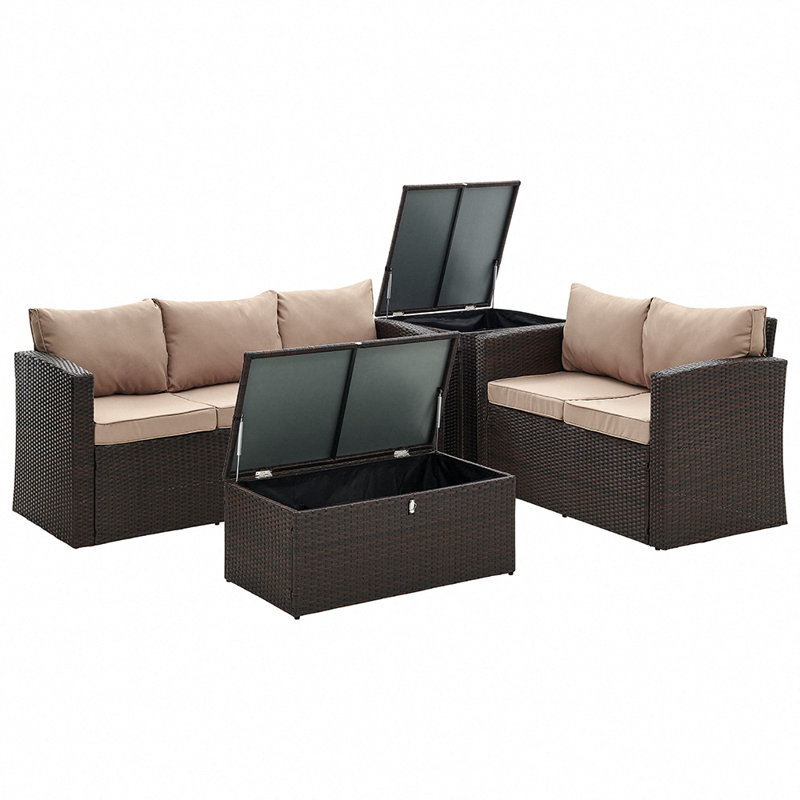 Anley 5 - Person Seating Group with Cushions, Beige, Brown