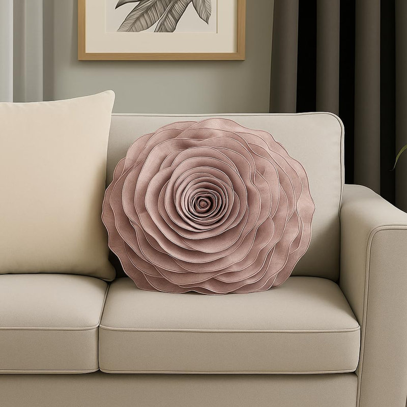 Floral Throw Pillow, Polyester/Polyfill, Mauve