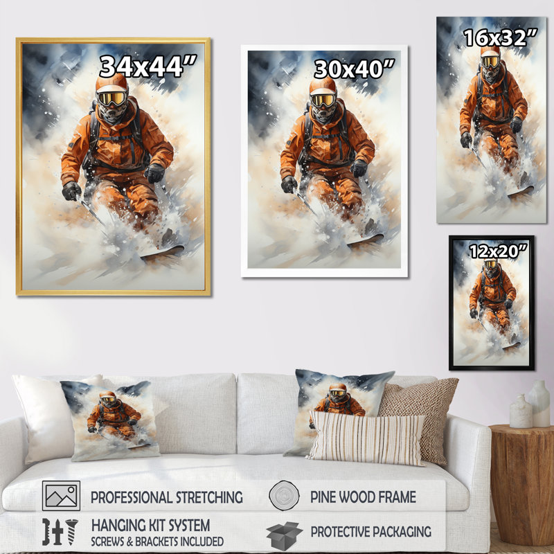 " Alpine Skiing Adventures II ", Black Single Picture Framed, 32" H x 24" W x 1" D