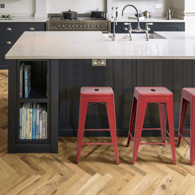 Lehman Counter Stool with Steel Frame, Red