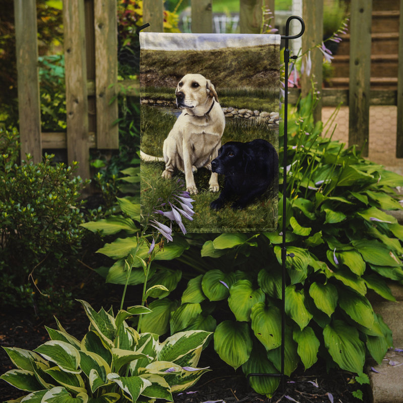 Drapeau de jardin 2 côtés jaune et noir labradors, H 15 po x l 11 po