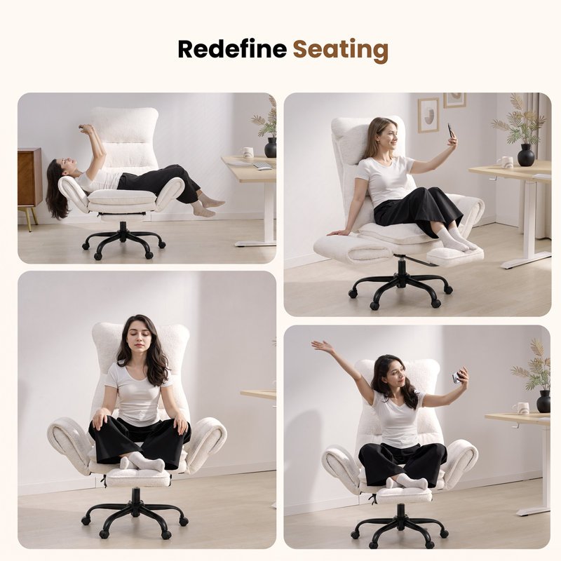 Canora Grey Office Chair, Beige Teddy