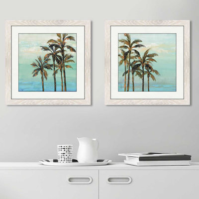 « cuivre palms i », ensemble de 2 reproductions de peintures à l’acrylique encadrées